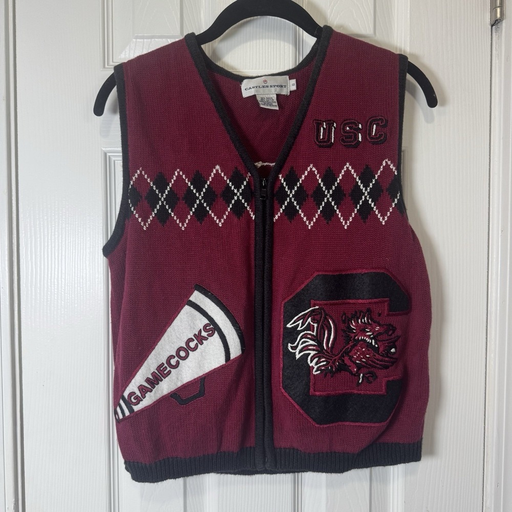 VTG Castles Sport USC South Carolina Gamecocks Sweater Vest Size S Football‎ Fan